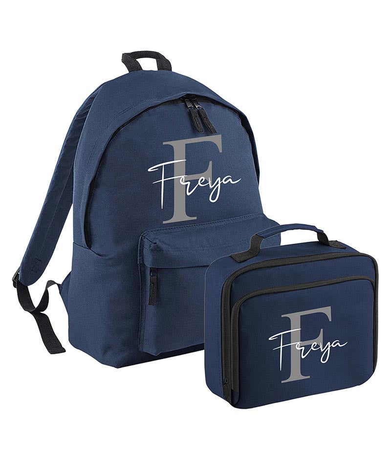 Personalised Initial Name Backpack, Lunch Bag, Drawstring, Water bottle and Pencil Case PE Bag Kids Boys Girls