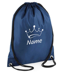 Personalised Crown Pull String Bag Unisex Drawstring Ballet Kids Gift