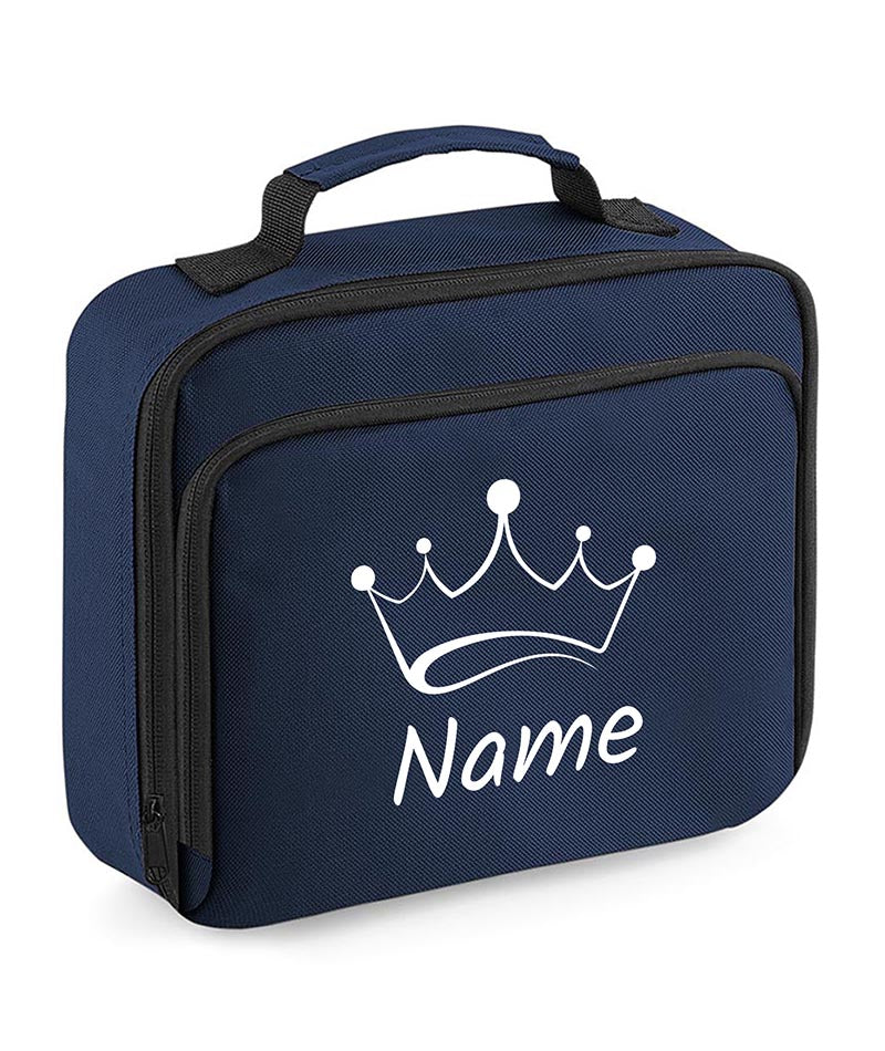 Personalised Crown Lunch Box Custom Name School Kids Boys Girls Insulated Bag