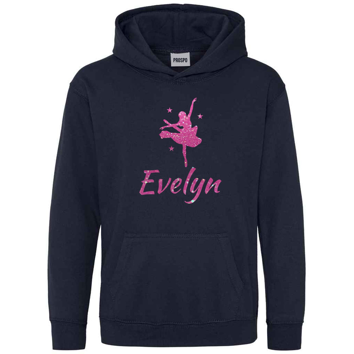 Personalised Dancing Gymnastic Girl Hoodie Custom Glitter Printed Name Hoodies