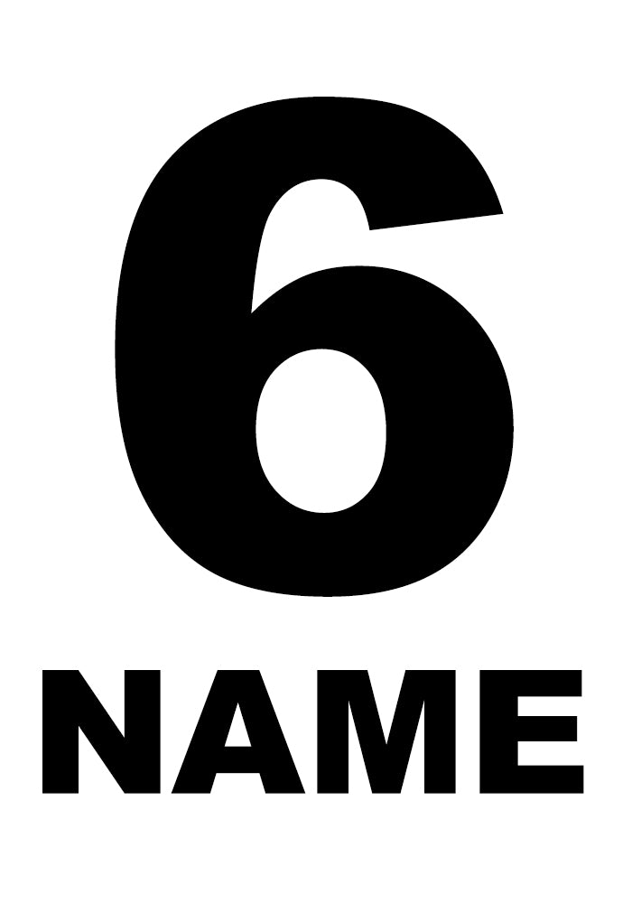 Name and Number Sticker - Personalised With Your Name and Number