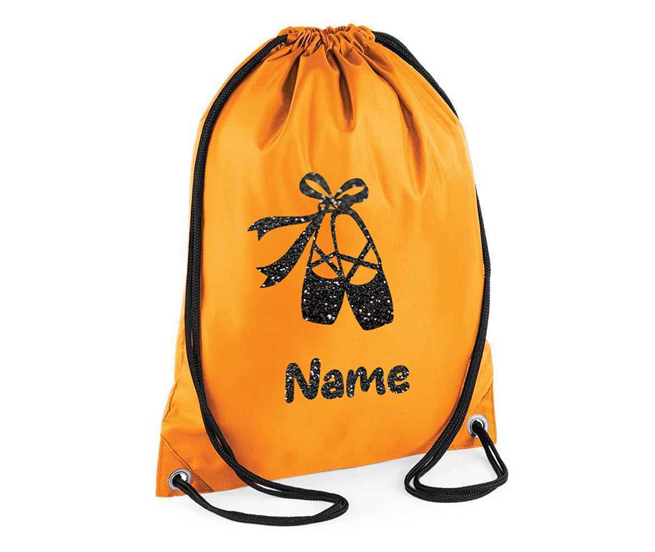 Personalised Dance Pull String Bag Girls Glitter Drawstring Ballet Kids Gift