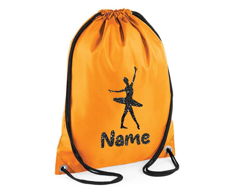 Personalised Dance Pull String Bag Girls Glitter Drawstring Ballet Kids Gift