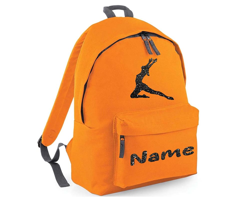 Personalised Gymnastics Leaping dancer School Backpack Kids Any Name Text Girls