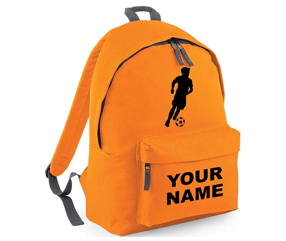 Personalised Football Player School Backpack Bag Kids Any Name Text Girls Boys Rucksack Casual and Travel Bag PE Kit