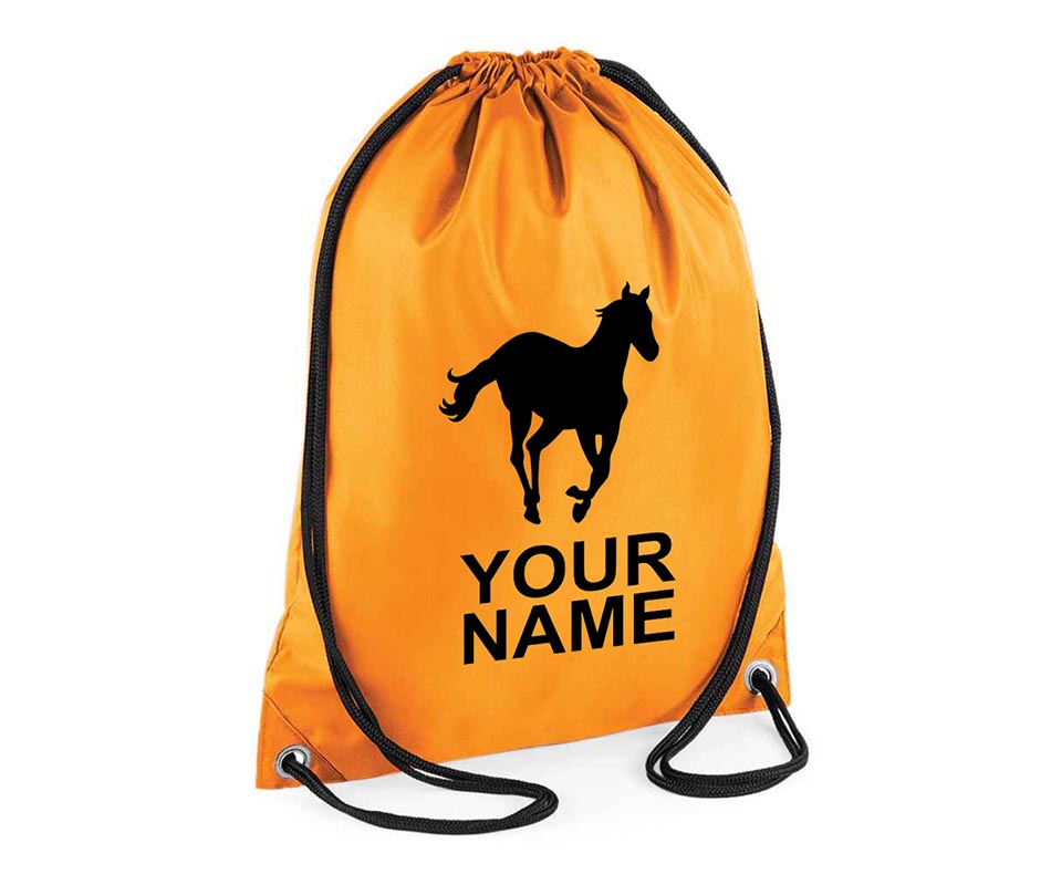 Personalised Unisex Equestrian Pull String Bag Drawstring Ballet Kids Gift Casual Backpack