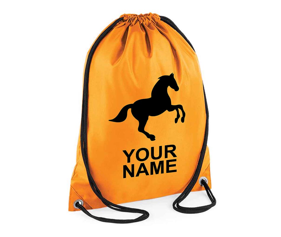 Personalised Unisex Equestrian Pull String Bag Drawstring Ballet Kids Gift Casual Backpack