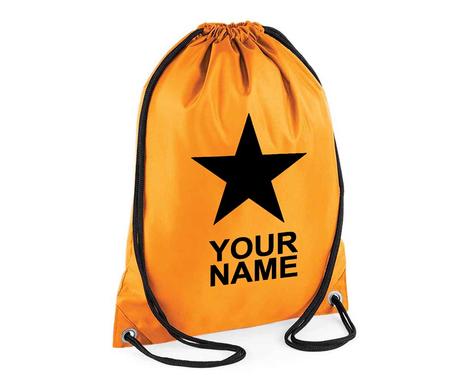 Personalised Unisex Star Pull String Bag Drawstring Ballet Kids Gift Casual Backpack