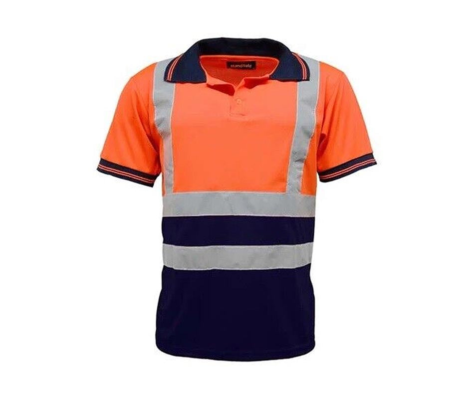 Hi Vis Viz Polo T-Shirt High Visibility Reflective Tape Safety Security Work Top - 5XL