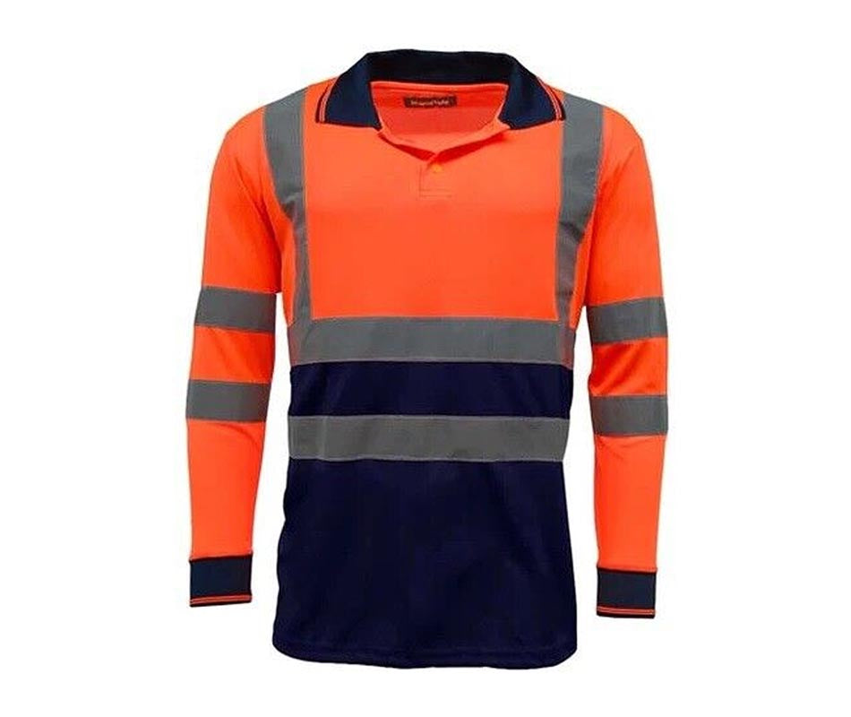 Hi Vis Viz Polo T-Shirt High Visibility Reflective Tape Safety Security Work Top - 5XL