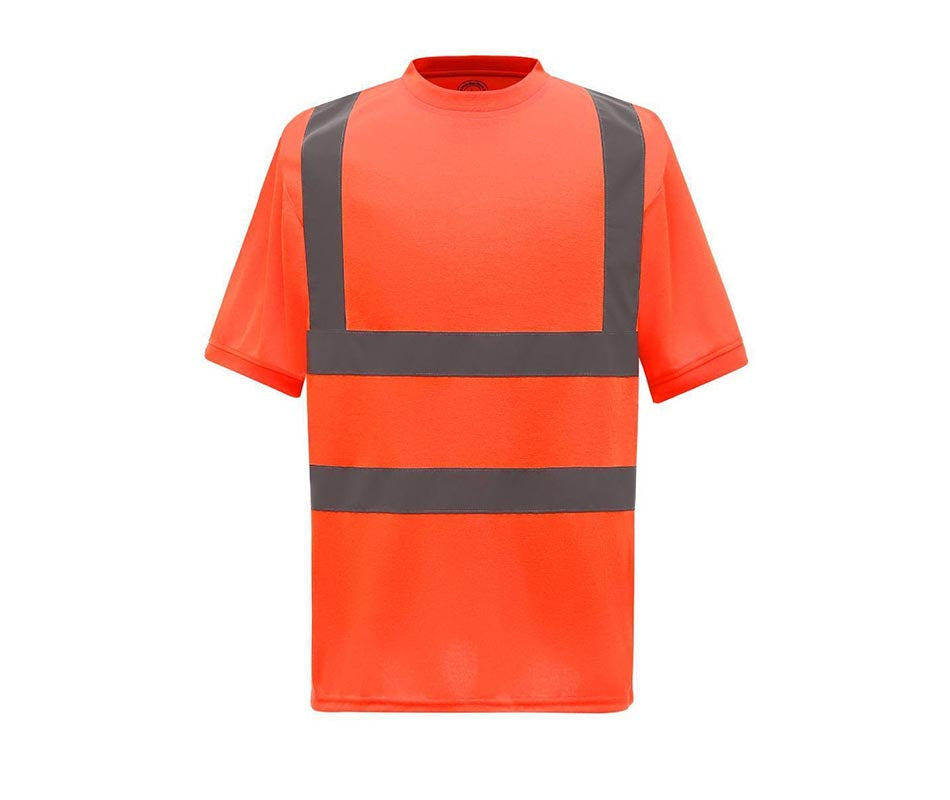 Hi Vis Viz Polo T-Shirt High Visibility Reflective Tape Safety Security Work Top