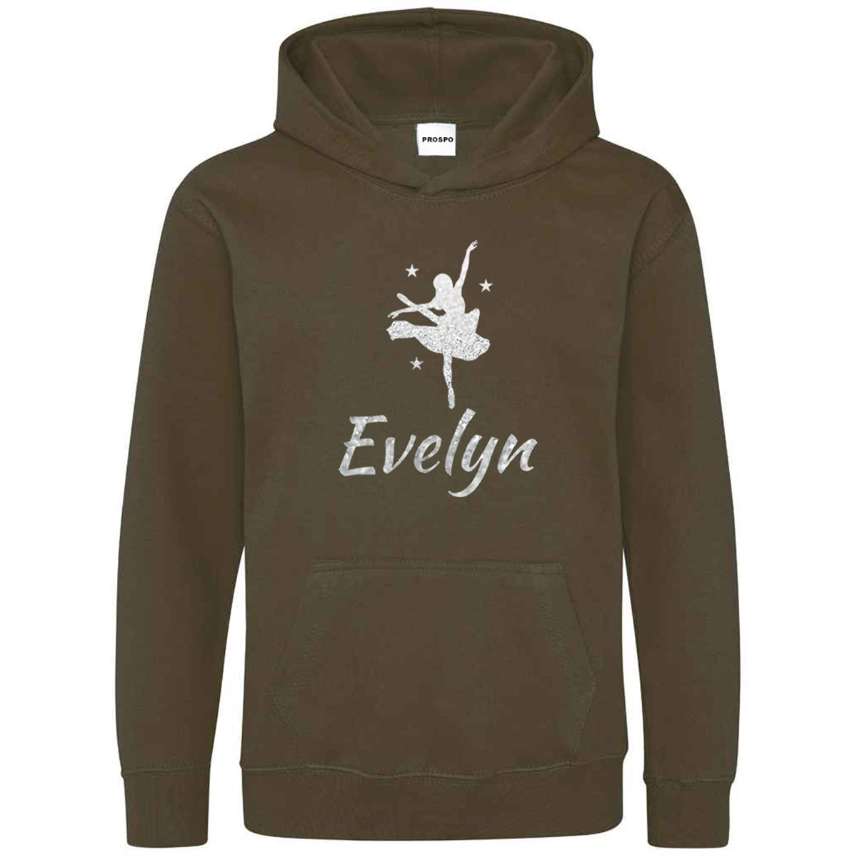 Personalised Dancing Gymnastic Girl Hoodie Custom Glitter Printed Name Hoodies