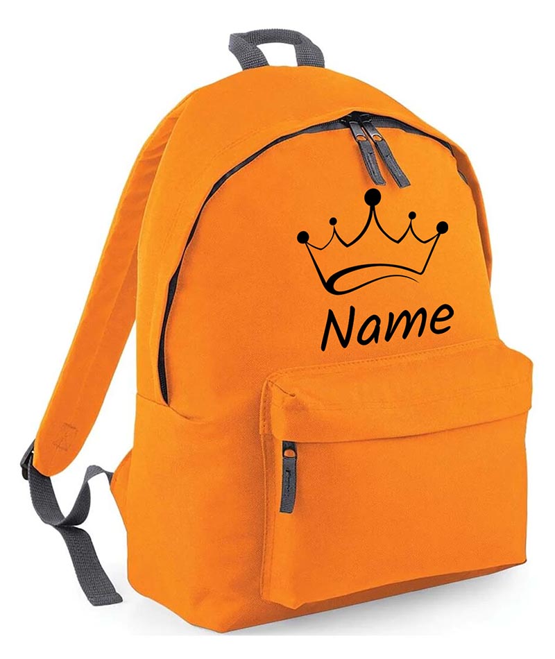 Personalised School Backpack Bag Kids Any Name Text Girls Crown Rucksack PE Kit