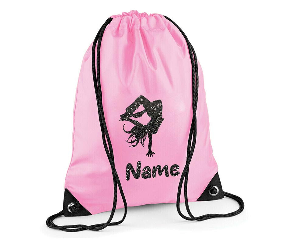 Personalised Dance Pull String Bag Girls Glitter Drawstring Ballet Kids Gift