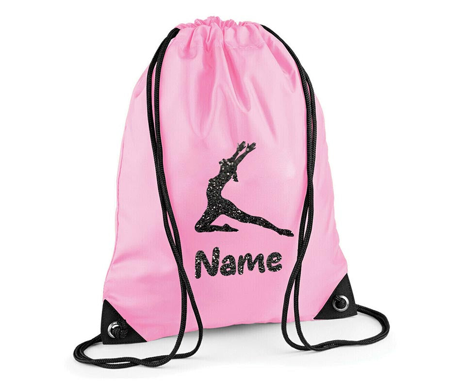 Personalised Dance Pull String Bag Girls Glitter Drawstring Ballet Kids Gift