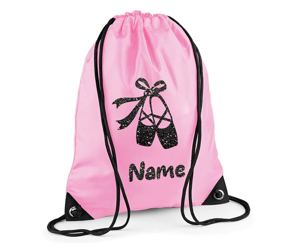 Personalised Dance Pull String Bag Girls Glitter Drawstring Ballet Kids Gift