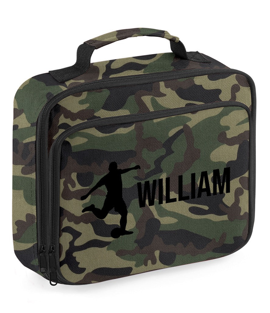 Personalised Lunch Bag Football Boys School Insulated Any Name Kids Snack Box