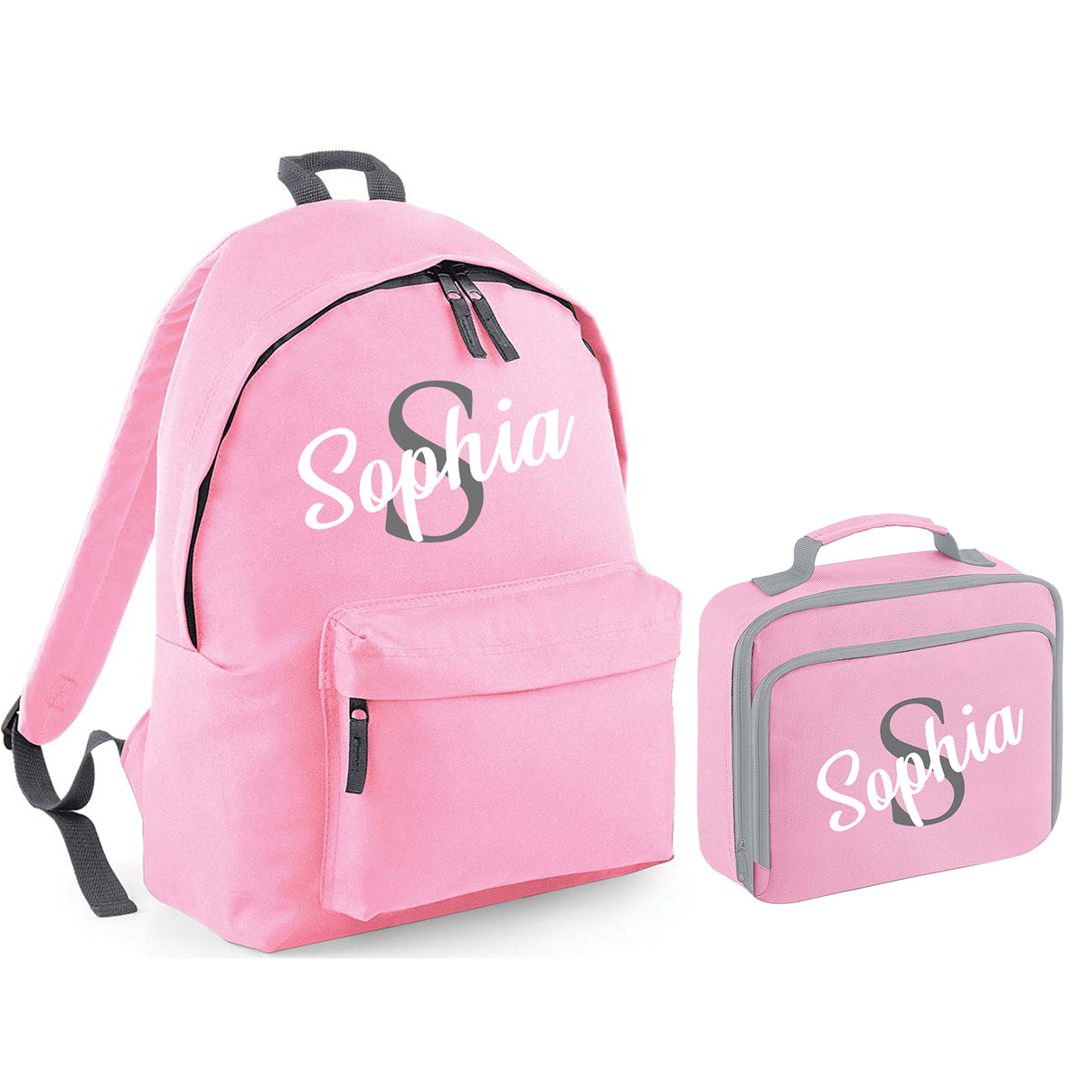 Personalised Name Backpack & Lunch Bag - Printed Customised Rucksack Kids School