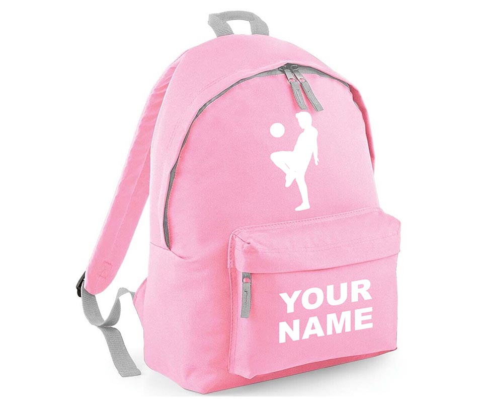 Personalised Football Player School Backpack Bag Kids Any Name Text Girls Boys Rucksack Casual and Travel Bag PE Kit