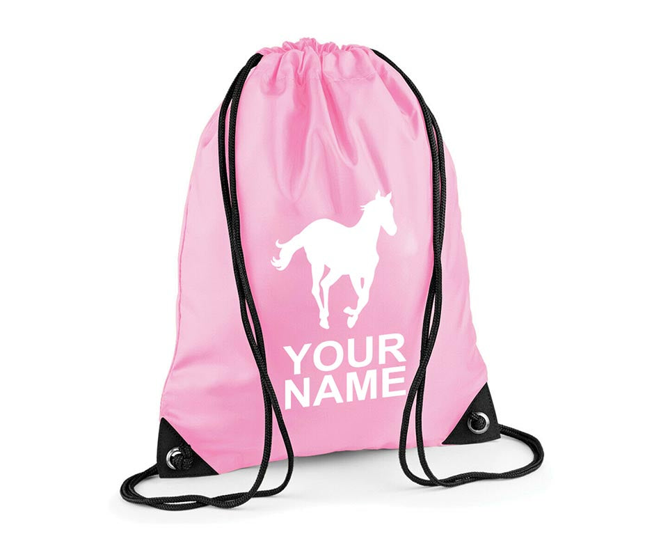 Personalised Unisex Equestrian Pull String Bag Drawstring Ballet Kids Gift Casual Backpack