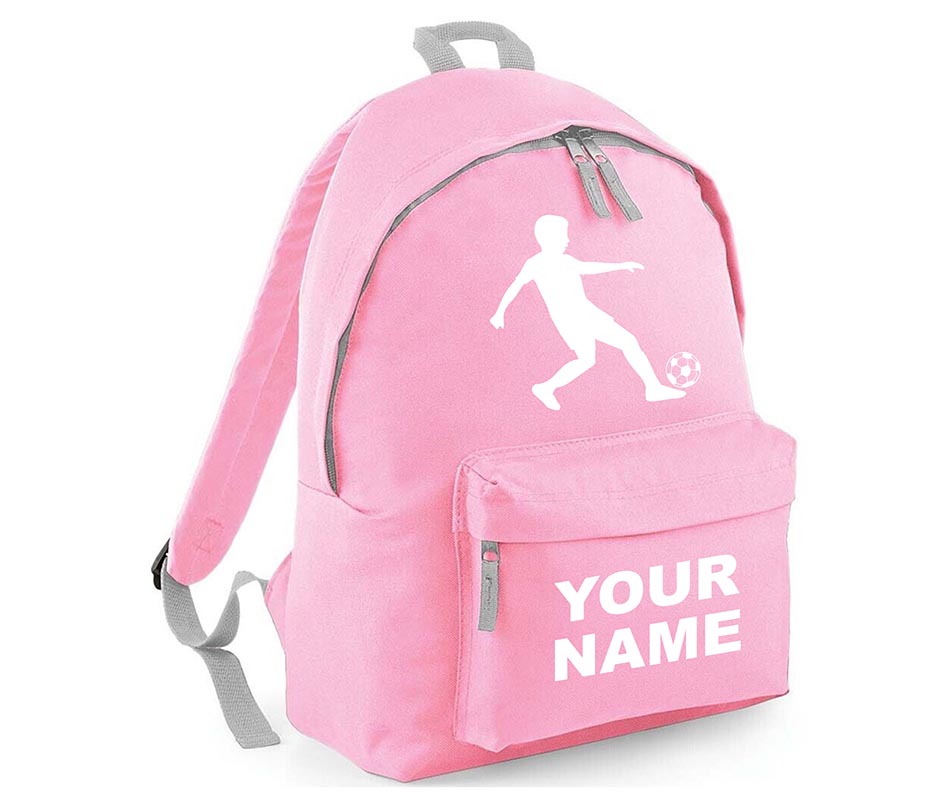 Personalised Football Player School Backpack Bag Kids Any Name Text Girls Boys Rucksack Casual and Travel Bag PE Kit