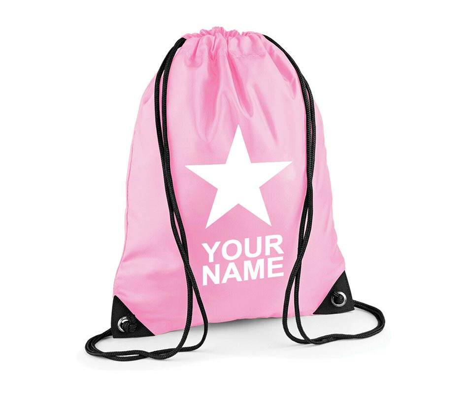 Personalised Unisex Star Pull String Bag Drawstring Ballet Kids Gift Casual Backpack