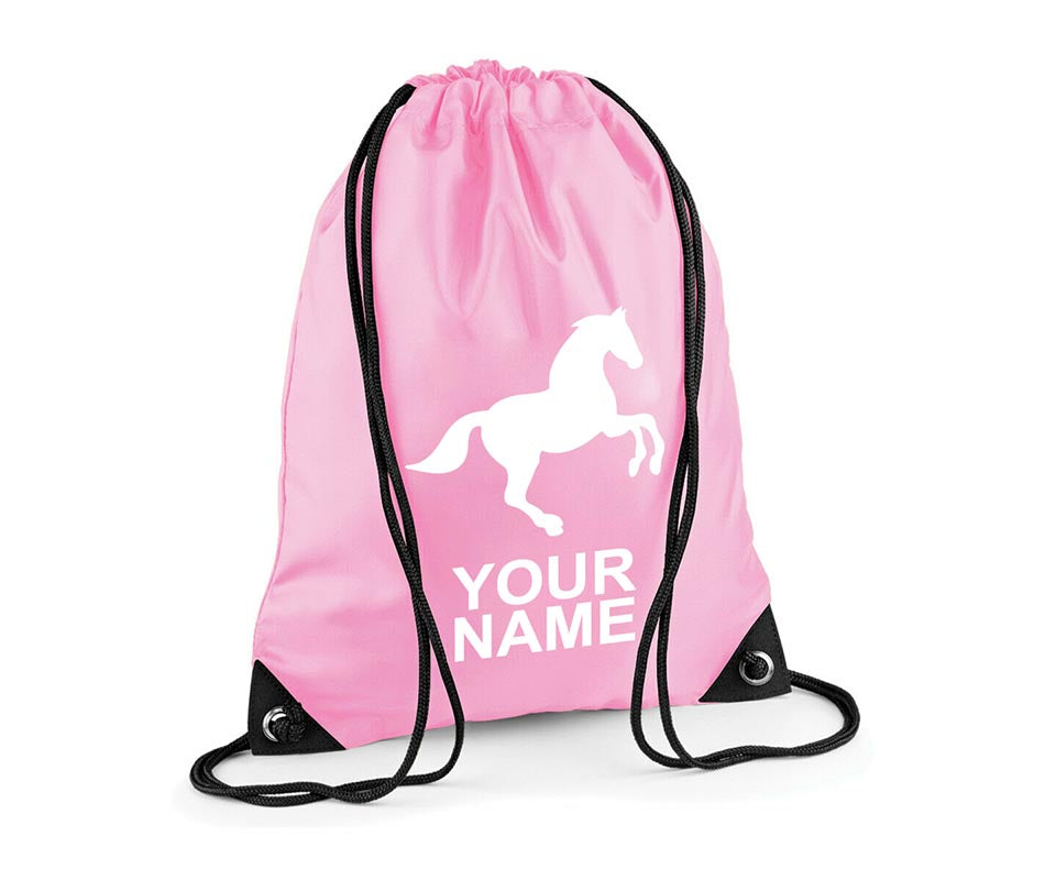 Personalised Unisex Equestrian Pull String Bag Drawstring Ballet Kids Gift Casual Backpack