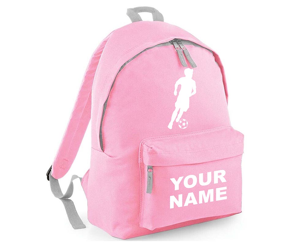 Personalised Football Player School Backpack Bag Kids Any Name Text Girls Boys Rucksack Casual and Travel Bag PE Kit