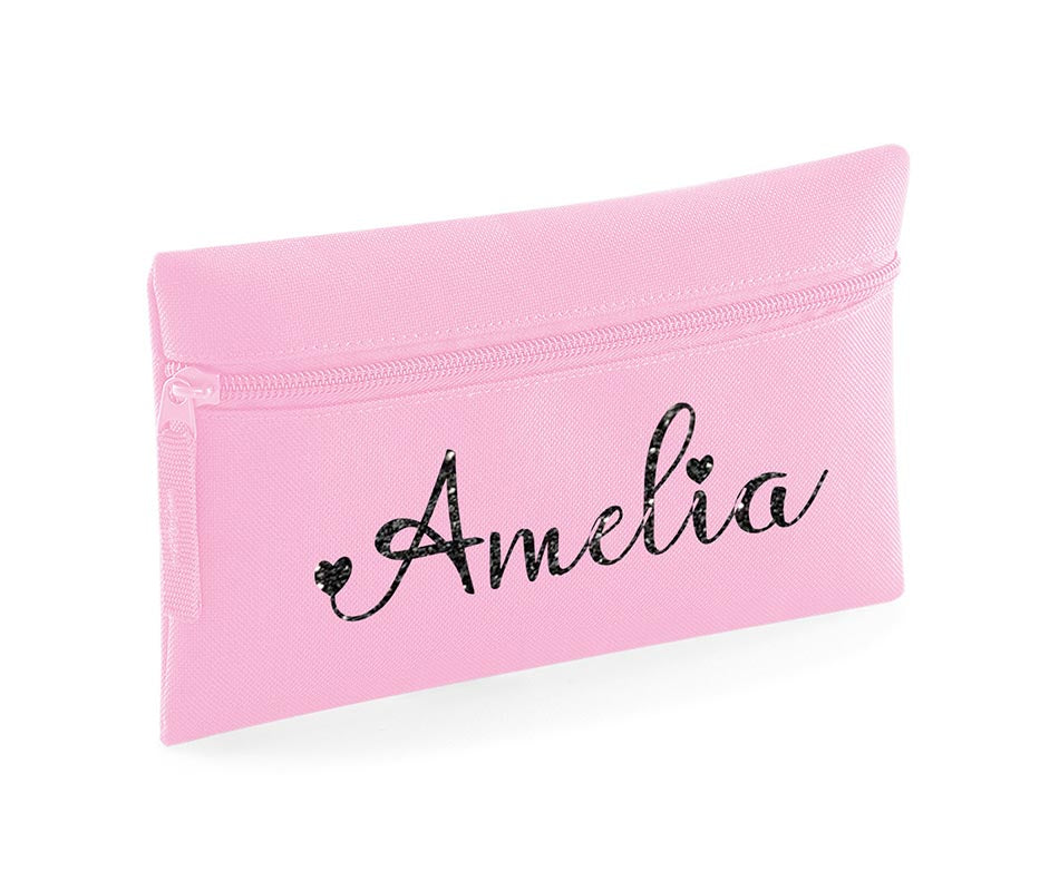 Personalised Pencil Case With Glitter Name School Equipment Pens Bag Case Gift