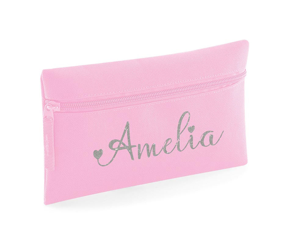 Personalised Pencil Case With Glitter Name School Equipment Pens Bag Case Gift