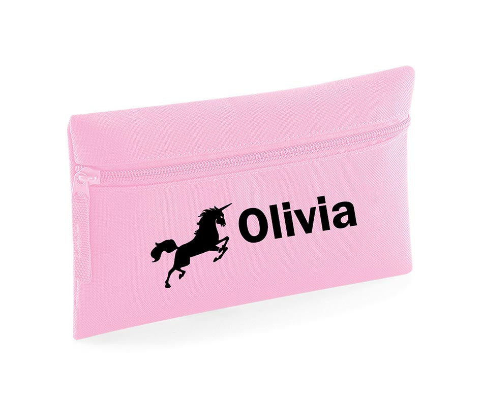 Personalised Pencil Case With Unicorn Print School Equipment Pens Bag Case Gift