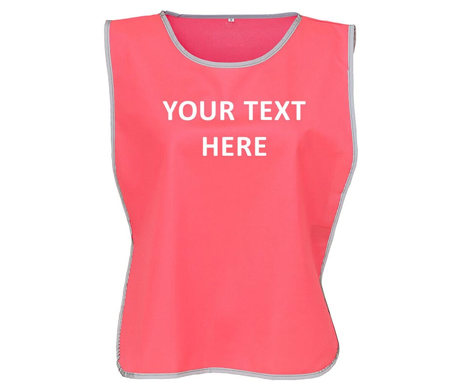 Personalised Text Hi-Vis Tabard Reflective Sports Team Waistcoat Safety Vest