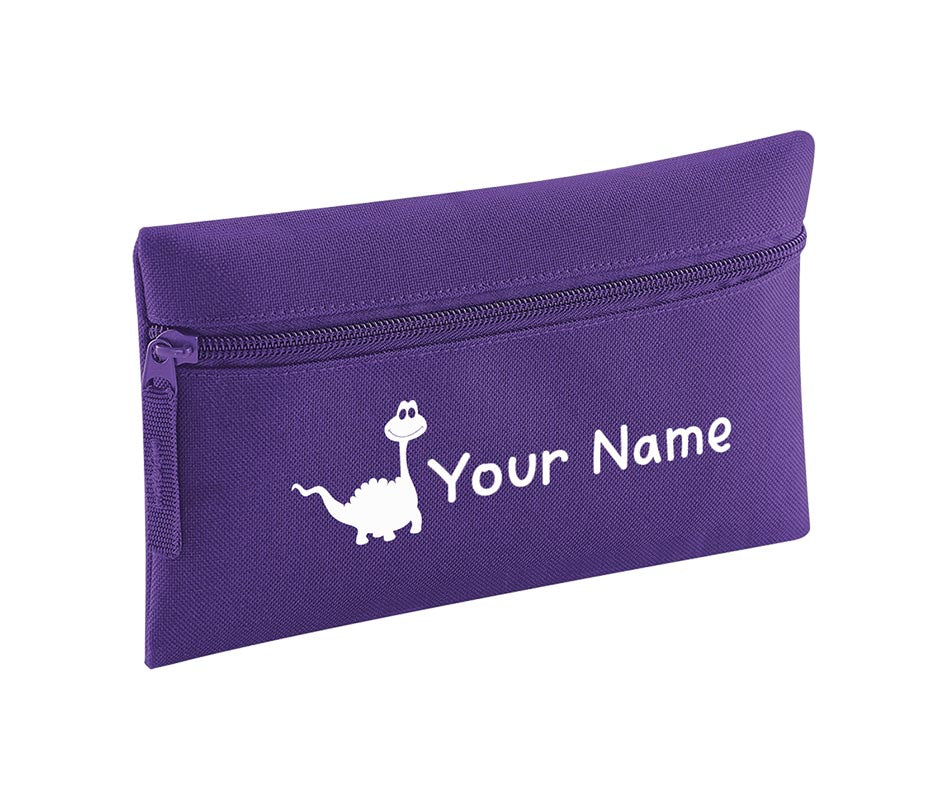 Personalised Pencil Case With Dinosaur Print and Name School Equipment Pens Bag