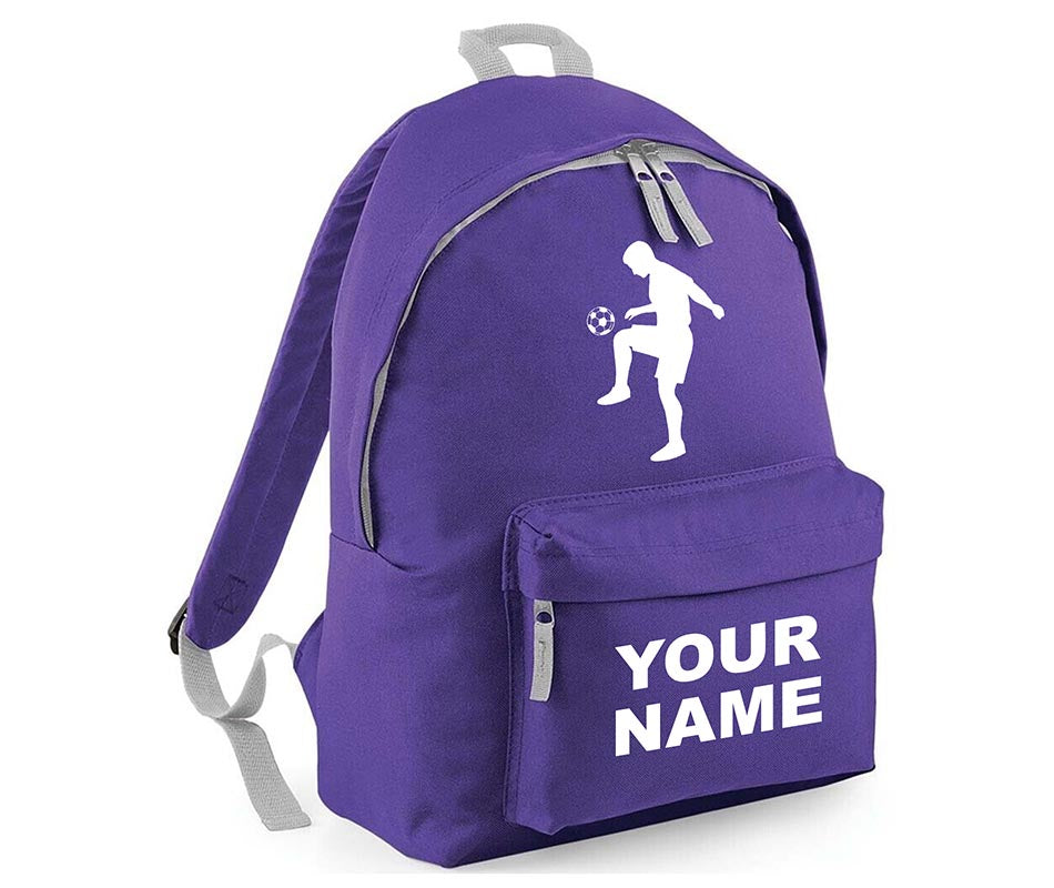 Personalised Football Player School Backpack Bag Kids Any Name Text Girls Boys Rucksack Casual and Travel Bag PE Kit