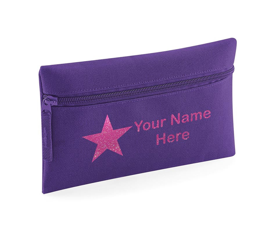 Personalised Pencil Case With Star Print And Name School Equipment Pens Bag Case