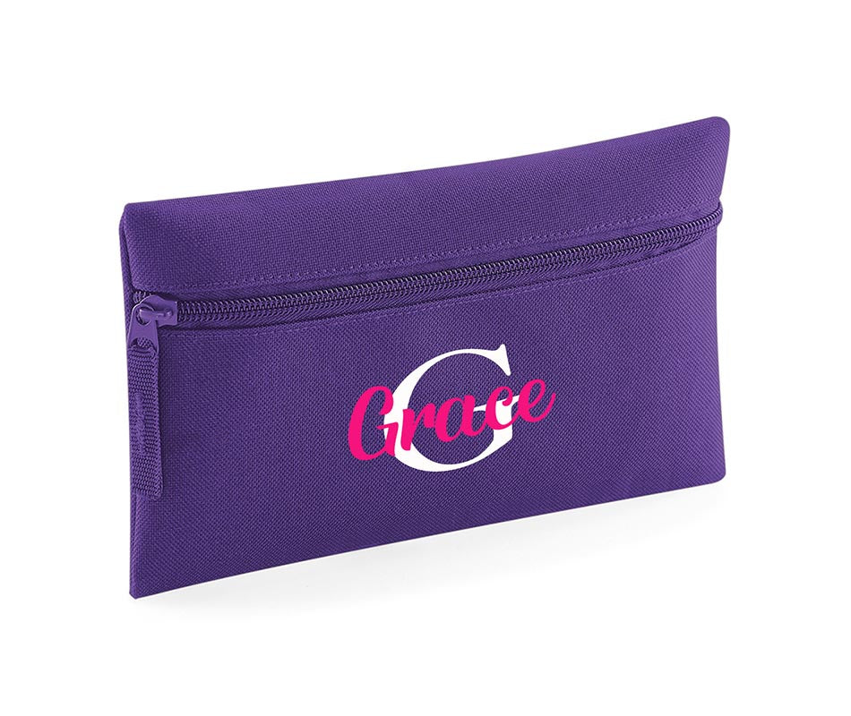 Personalised Pencil Case with Initial Name School Equipment Pens Bag Case