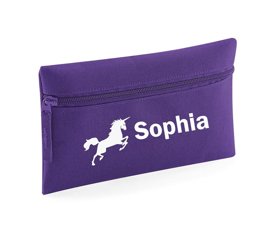 Personalised Pencil Case With Unicorn Print School Equipment Pens Bag Case Gift