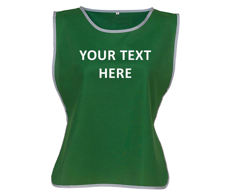 Personalised Text Hi-Vis Tabard Reflective Sports Team Waistcoat Safety Vest