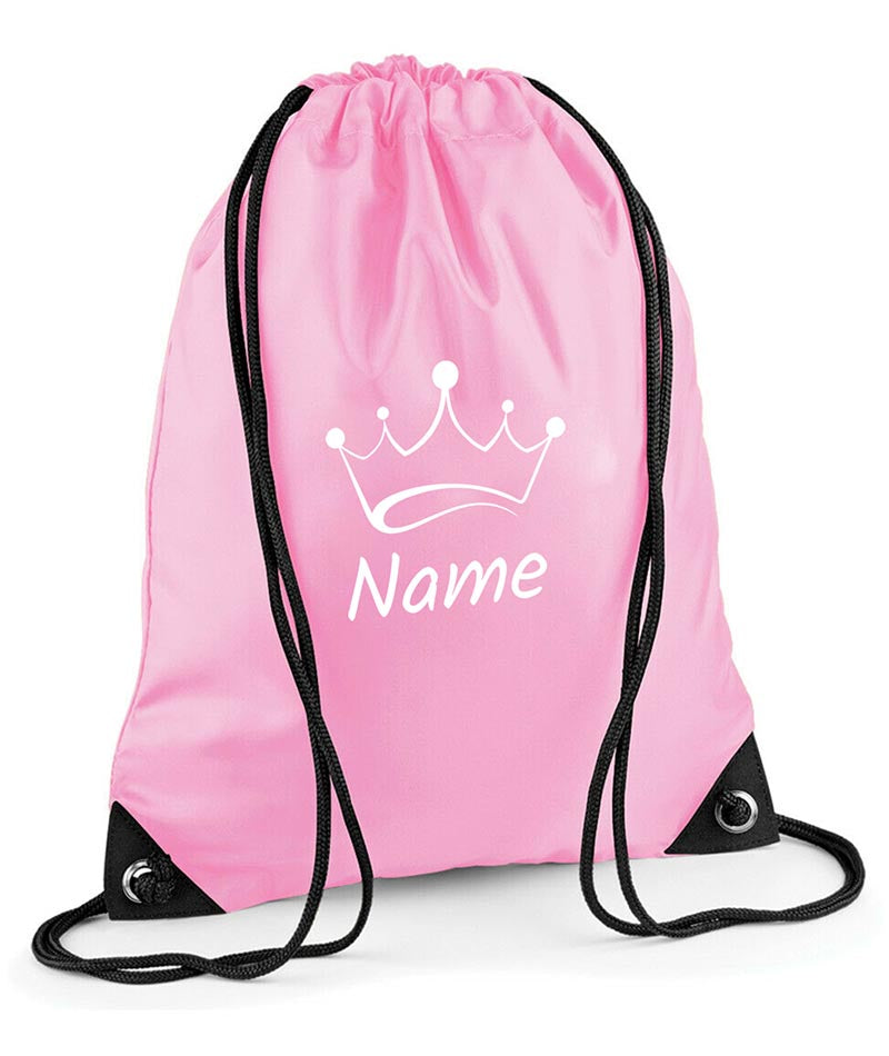 Personalised Crown Pull String Bag Unisex Drawstring Ballet Kids Gift