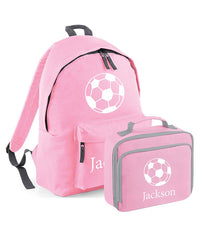 Personalised Football Backpack, Lunch Bag, Drawstring, Water bottle and Pencil Case PE Bag Kids Boys Girls