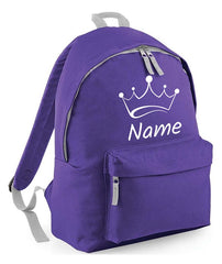 Personalised School Backpack Bag Kids Any Name Text Girls Crown Rucksack PE Kit