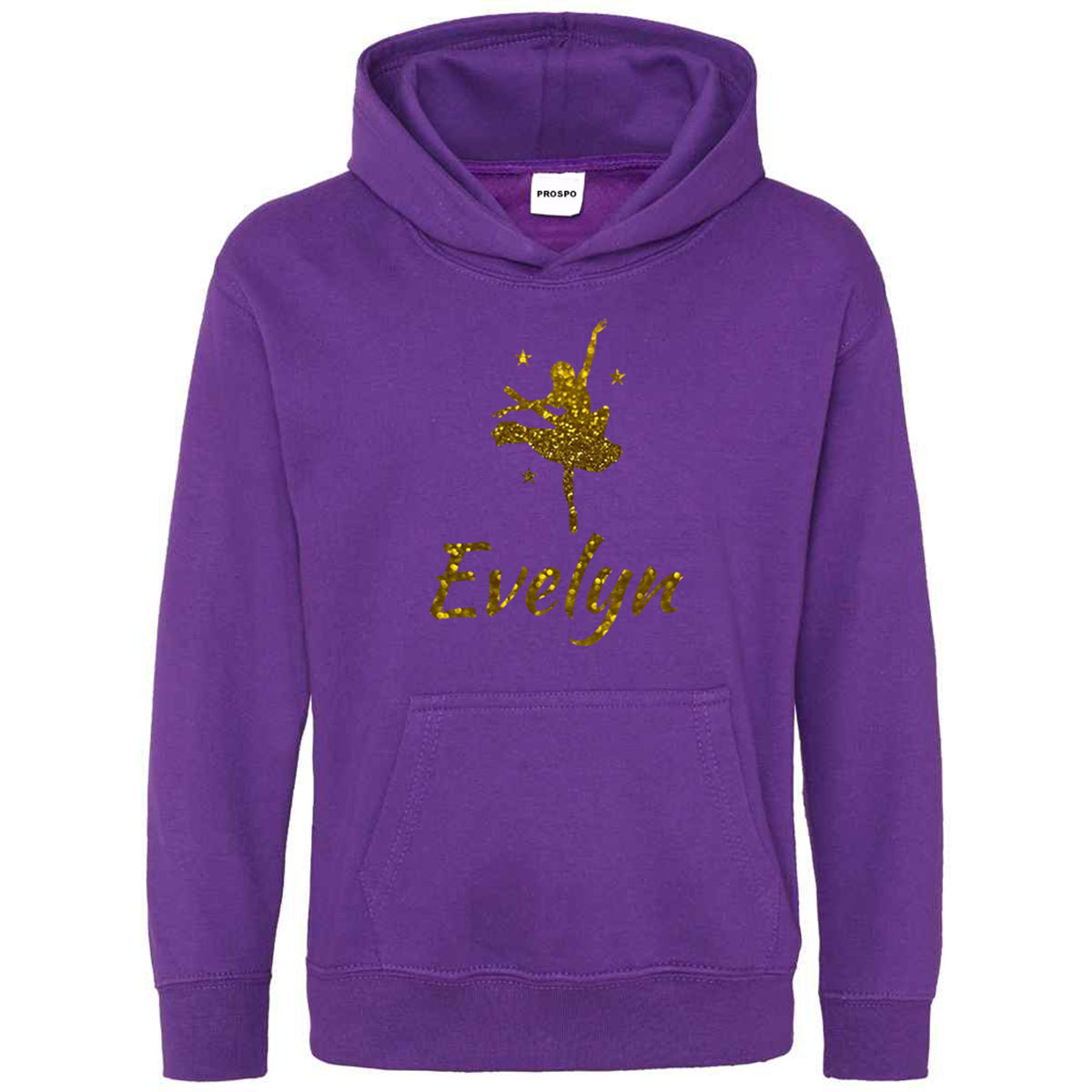 Personalised Dancing Gymnastic Girl Hoodie Custom Glitter Printed Name Hoodies