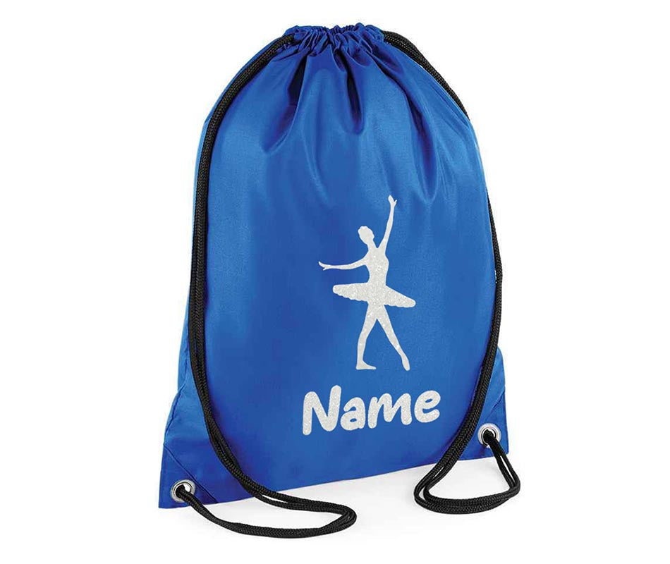 Personalised Dance Pull String Bag Girls Glitter Drawstring Ballet Kids Gift