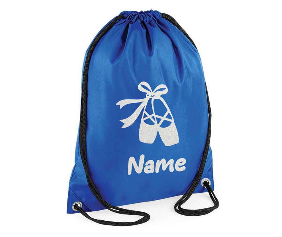 Personalised Dance Pull String Bag Girls Glitter Drawstring Ballet Kids Gift