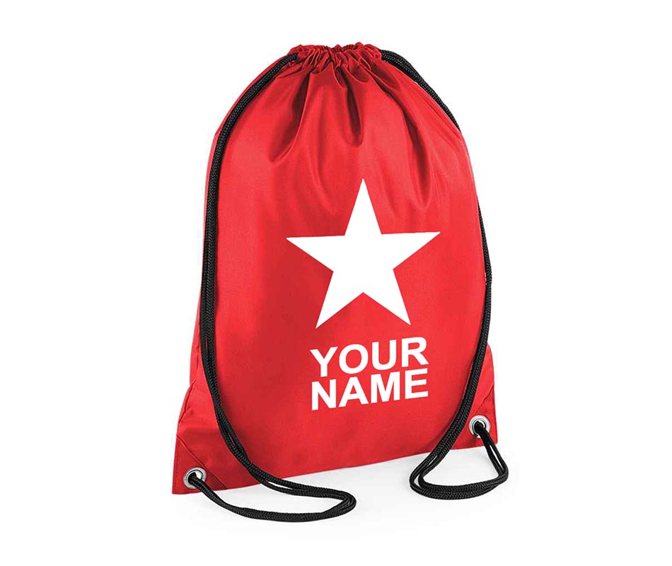 Personalised Unisex Star Pull String Bag Drawstring Ballet Kids Gift Casual Backpack