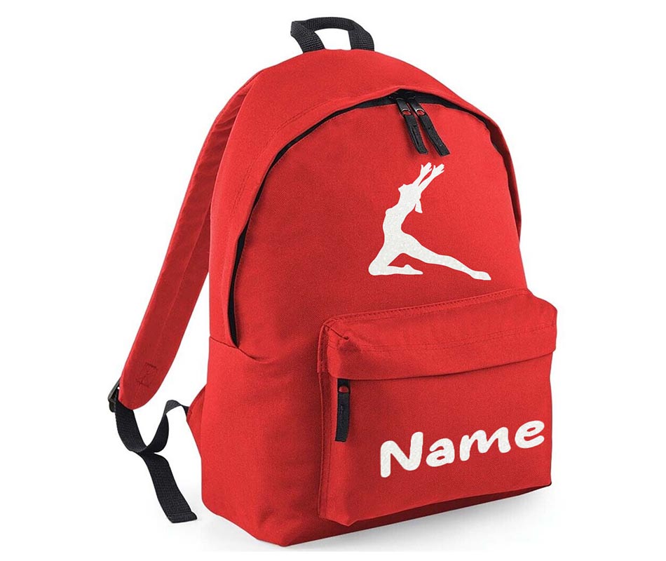 Personalised Gymnastics Leaping dancer School Backpack Kids Any Name Text Girls