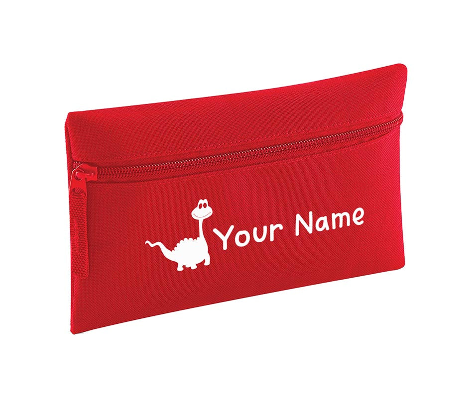 Personalised Pencil Case With Dinosaur Print and Name School Equipment Pens Bag