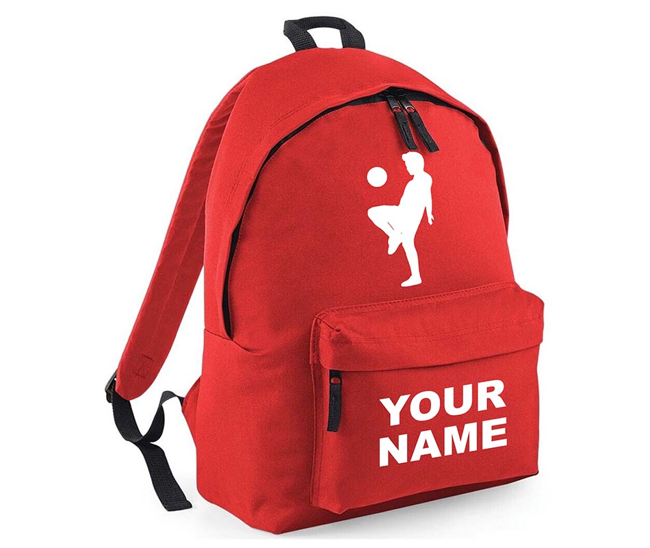 Personalised Football Player School Backpack Bag Kids Any Name Text Girls Boys Rucksack Casual and Travel Bag PE Kit