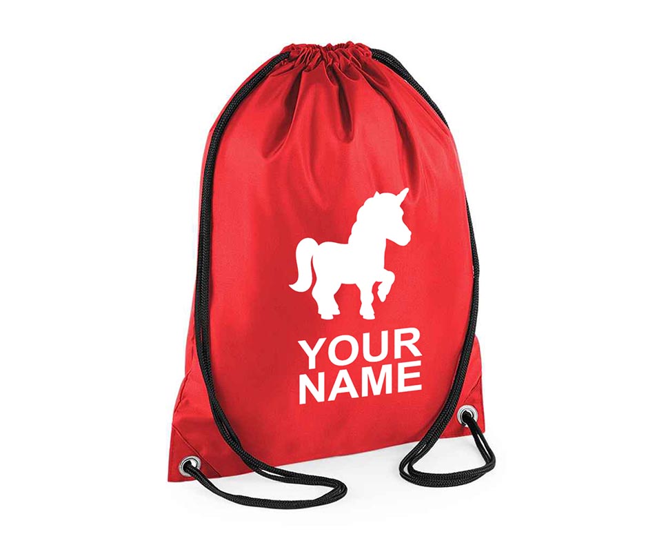 Personalised Unisex Unicorn Pull String Bag Drawstring Ballet Kids Gift Casual Backpack