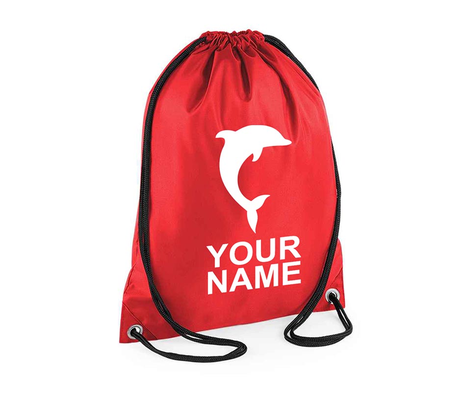 Personalised Dolphin Pull String Bag Unisex Drawstring Ballet Kids Gift